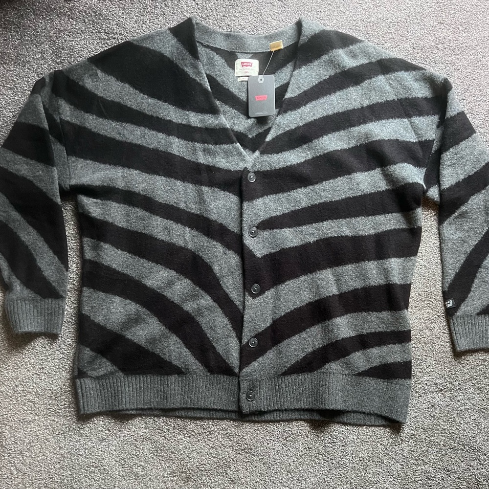 Levi's Men's Black and Gray Cardigan Sweater